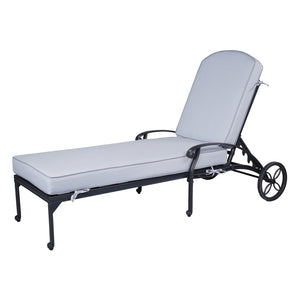 Athens Outdoor Chaise Lounge with Cushion: Durable, Modern Design and Adjustable Reclining Single Aluminum Chaise for Patio, Garden, Poolside