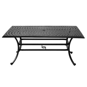Florence Premium Aluminum 38x68 Inch Rectangle Dining Table with Umbrella Hole: Weather-Resistant, Durable, Modern Outdoor Furniture for Patio and Garden