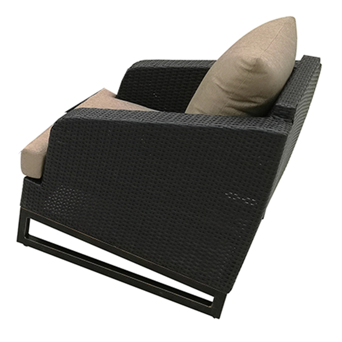 Black wicker chairs online with cushions