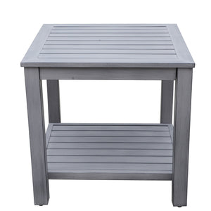 Cecilia Outdoor Aluminum End Table with Shelf: Weather Resistant, Durable, Versatile Rectangular Side Table for Patio, Deck, Backyards, Lawns, Poolside, and Beach