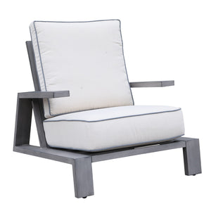 Cecilia Stylish Outdoor Aluminum Club Chair with Cushion: Weather-Resistant, Durable, Modern Design and Comfy Seating with Waterproof Cushions for Patio, Garden, Poolside