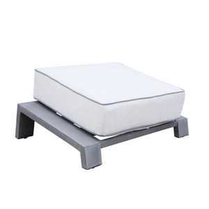 Cecilia Stylish Outdoor Aluminum Ottoman with Cushion: Weather-Resistant, Durable, Modern Design Rectangular Footstool with Waterproof Cushion for Patio, Garden, Poolside