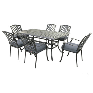 Aurora Aluminum 7-Piece Rectangular Dining Set With 6 Arm Chairs