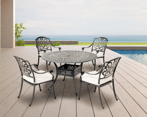 Athens 5-Piece Cushioned Dining Set, 48" Round Table
