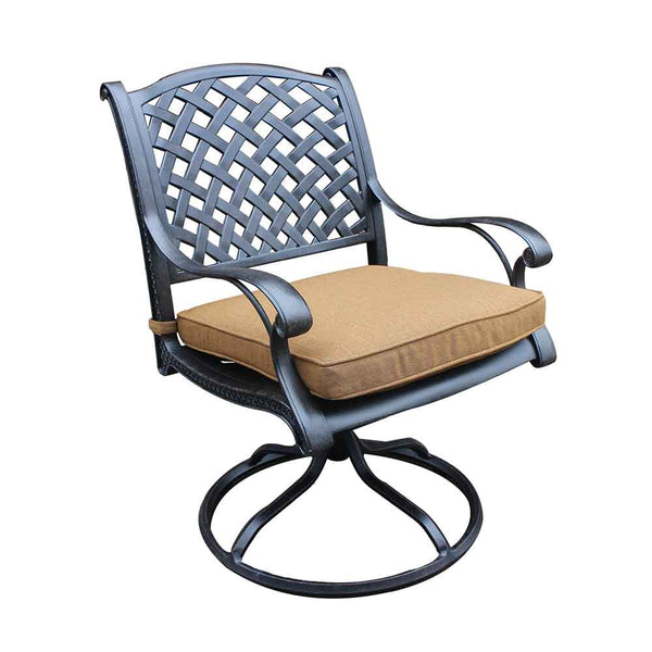 Sparta Stylish Outdoor 5-Piece Aluminum Dining Set with Cushion: Weather-Resistant, Classic, Durable and Comfortable Patio Furniture Set with Swivel Rockers and Round Table