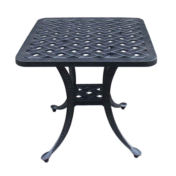 Sparta Indoor Outdoor 21" Square Cast Aluminum Standard End Table: Weather-resistant, Rust-proof, and Durable Side, Accent Table for Patio, Garden, and Lawn