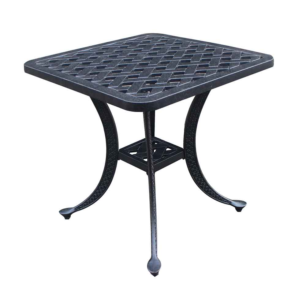 Sparta Indoor Outdoor 21" Square Cast Aluminum Standard End Table: Weather-resistant, Rust-proof, and Durable Side, Accent Table for Patio, Garden, and Lawn