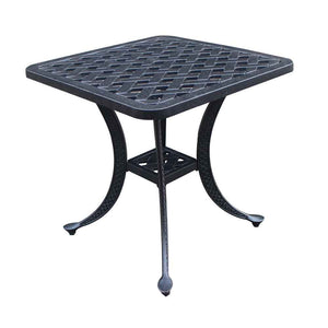 Manhattan Indoor Outdoor 21" Square Cast Aluminum Standard End Table: Weather-resistant, Rust-proof, and Durable Side, Accent Table for Patio, Garden, and Lawn