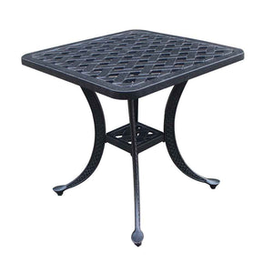 Sparta Indoor Outdoor 21" Square Cast Aluminum Standard End Table: Weather-resistant, Rust-proof, and Durable Side, Accent Table for Patio, Garden, and Lawn