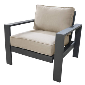 Marativa Premium Outdoor Patio Furniture: Modern Club Chair with Durable, UV-Resistant Olefin Fabric Cushion, Outdoor Armchair for Lawn, Garden, and Backyard
