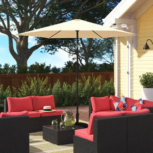 9ft UV-Resistant Patio Umbrella - Waterproof Outdoor Table Shade with Push-Button Tilt & Crank - Ideal for Garden, Deck, Pool & Restaurant (Storage Bag Included, Base Not Included)