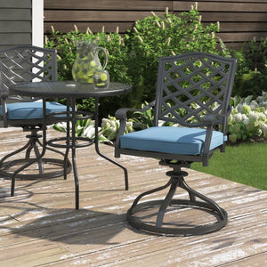 Florence Aluminum Swivel Dining Chairs with Cushion - Modern Design, Durable and All-Weather Armchairs for Outdoor, Patio, and Garden, Set of 2