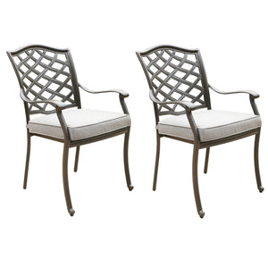 Modern Outdoor Dining Chairs: Aurora Aluminum Patio Chairs with Cushion, Weather-Resistant, UV-Resistant, Metal Chairs for Outdoor Dining, Set of 2