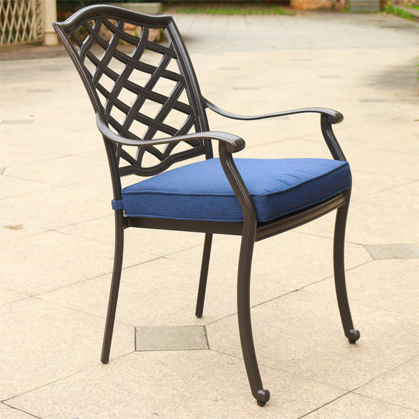 Florence Aluminum Dining Arm Chairs with Cushion: Modern Design, Durable and All-Weather Dining chairs for Outdoor, Patio, and Garden, Set of 2