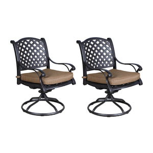 Sparta Outdoor Aluminum Swivel Rocker Dining Chairs with Cushions: Weather-Resistant, Modern, Durable , Comfortable Dining Arm Chairs for Patio, Garden, and Backyard, Set of 2