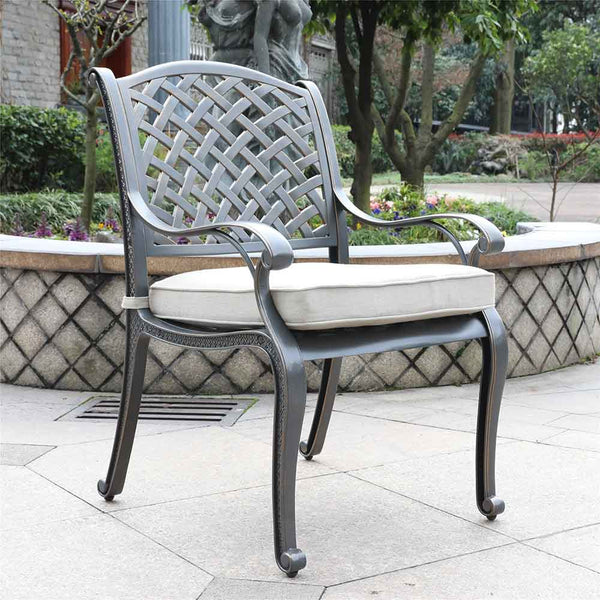 Manhattan Outdoor Dining Chair with Cushion: Weather-resistant, Rust-proof, Durable and Comfortable Patio chair for Garden and Outdoor Spaces