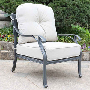 Manhattan Stylish Outdoor Patio Aluminum Club Chairs with Cushion: Durable, Weather-Resistant, Comfortable Lounge Chairs for Garden and Outdoor Spaces, Set of 2