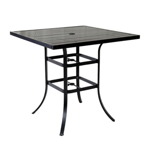 Santa Rosa Outdoor Stylish Aluminum 42 Inch Square Bar Table with Umbrella Hole: Durable, Weather-Resistant Bar-Height Table Perfect for Outdoor Use, Patio, and Garden